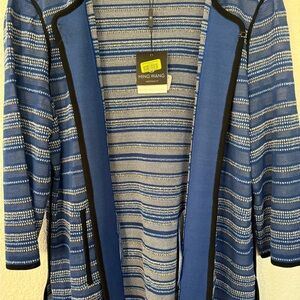 Ming Wang Blue and Black Striped Jacket